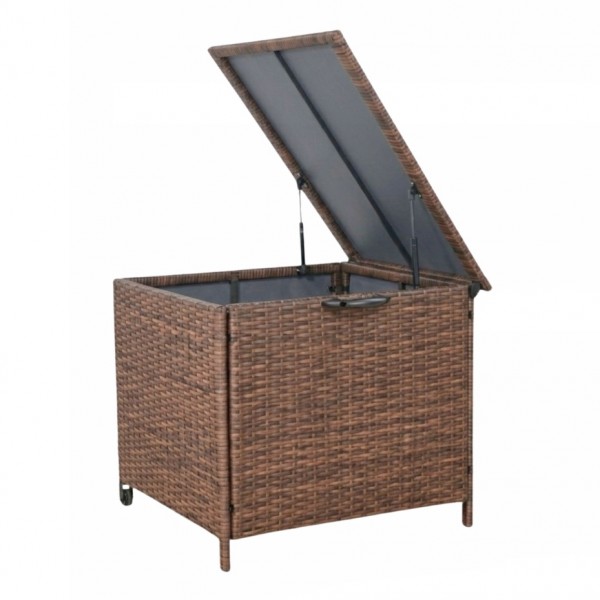Skrzynia ogrodowa na poduszki z technorattanu XL-SD-S, 75x70x65 cm, jasny brąz
