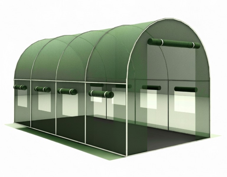 Tunel foliowy ogrodowy GHT-400250 - szklarnia ogrodowa z oknami, 4x2,5 m, 10 m2