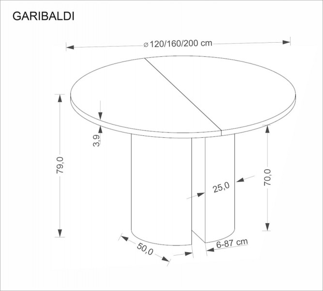 Rozkładany stół dębowy do jadalni Garibaldi Halmar