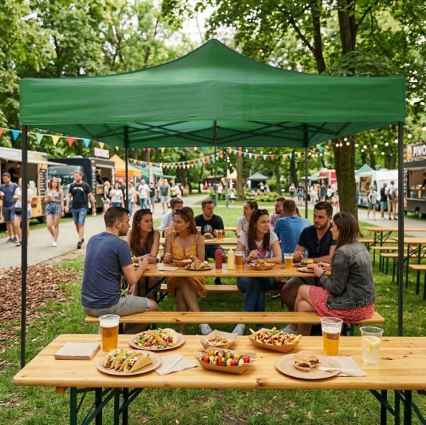 Pawilon ogrodowy, eventowy FG9, 3x3 m automatyczny - namiot z regulacją wysokości, zielony