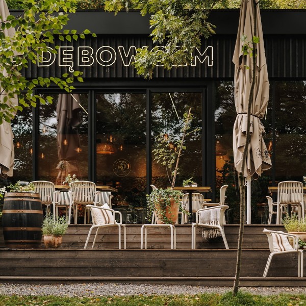 Plastikowy fotel do ogrodu Brene, z podłokietnikami