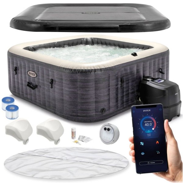 Jacuzzi ogrodowe dmuchane Intex 452, SPA 6-osobowe 196 cm, WiFi, 170 dysz, LED