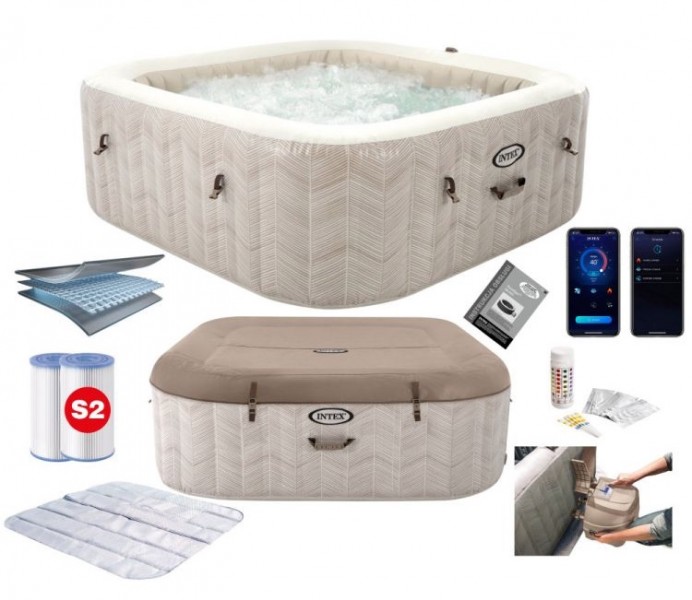 Basen SPA z hydromasażem Intex 472, jacuzzi ogrodowe 196 cm, 6 osób, WiFi