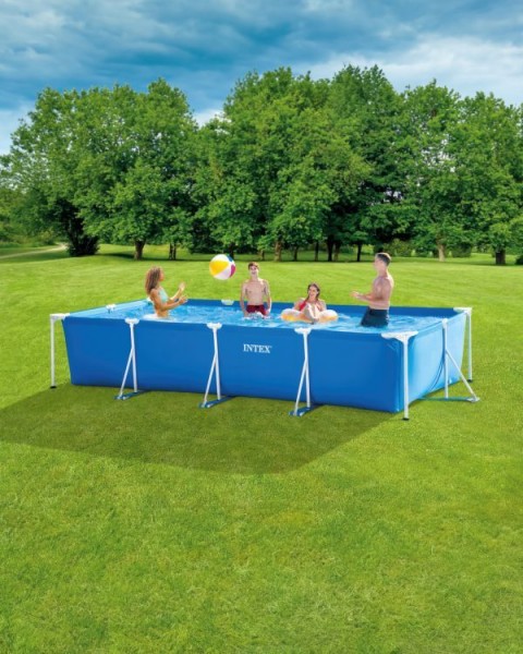 Duży basen stelażowy ogrodowy 450x220 cm Intex 273 prostokątny