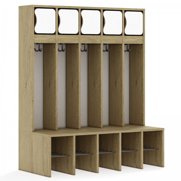 Szatnia szkolna 5-osobowa z drzwiczkami górnymi Blox Base, index SZT-5R-B-A-A