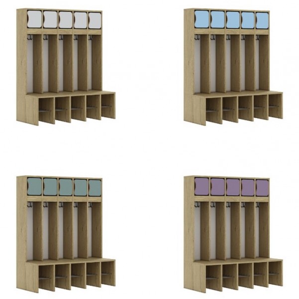 Szkolna szafka szatniowa 5-osobowa z górnymi drzwiczkami Blox Colours Full, index SZT-5R-B-A-A