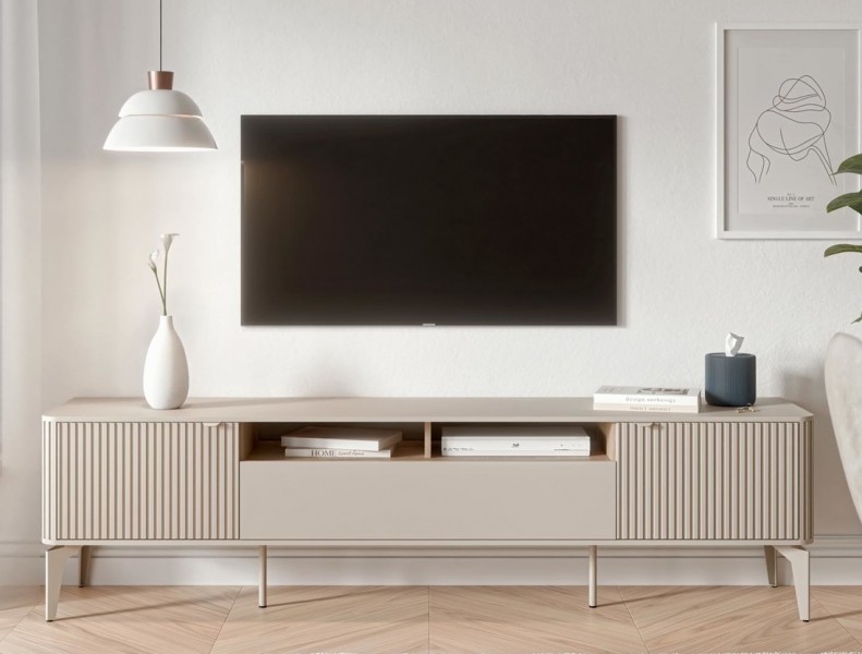Szafka pod telewizor z ryflowaniem 200 cm Beluci RTV-2 Halmar, kaszmir