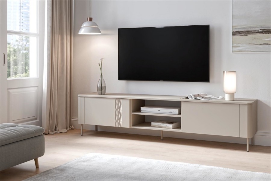 Szafka RTV 200 cm z geometrycznym wzorem Tirante RTV-2 Halmar, kaszmir