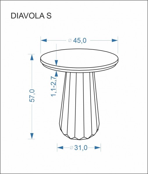 Okrągły stolik pomocniczy z blatem ze spieku Diavola S Halmar, trawertyn