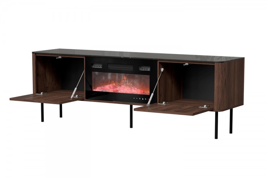 Stolik pod telewizor 150 cm z kominkiem Solano RTV-1 Halmar, orzech