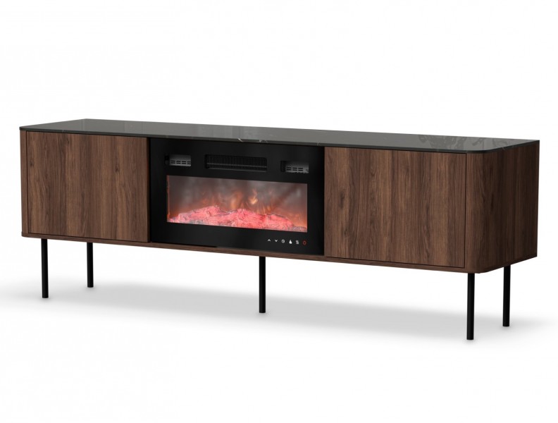 Stolik pod telewizor 150 cm z kominkiem Solano RTV-1 Halmar, orzech