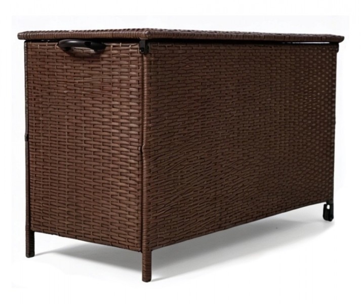 Skrzynia ogrodowa na poduszki z technorattanu XL-SD-L, 133x56x64 cm, kolor jasny brąz