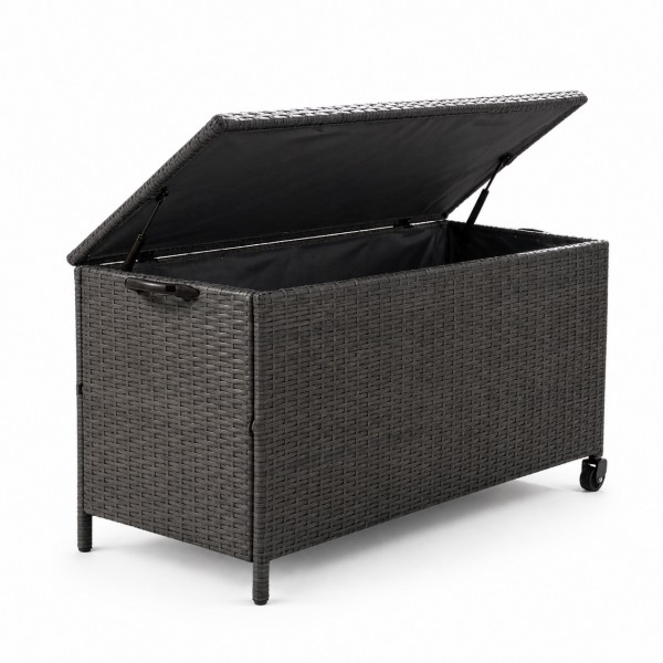 Skrzynia ogrodowa na poduszki z technorattanu XL-SD-L, 133x56x64 cm, kolor szary