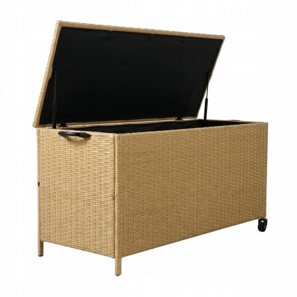 Skrzynia ogrodowa na poduszki z technorattanu XL-SD-L, 133x56x64 cm, kolor naturalny