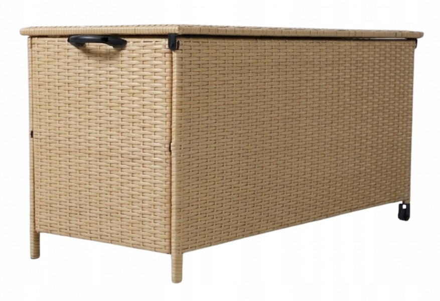 Skrzynia ogrodowa na poduszki z technorattanu XL-SD-L, 133x56x64 cm, kolor naturalny