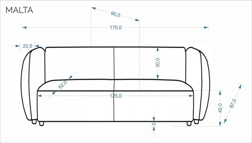 Sofa 170 cm Malta Halmar ze strukturalnej tkaniny