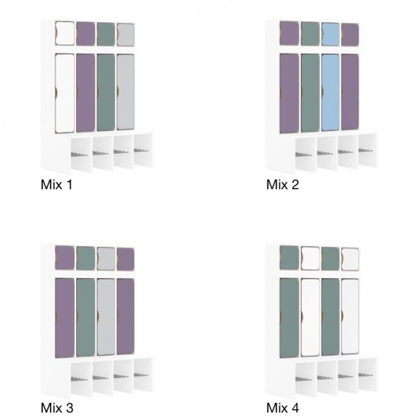 Szafka szkolna do szatni 4-osobowa z drzwiczkami góra/dół Blox Colours Mix, index SZT-4R-B-C-A