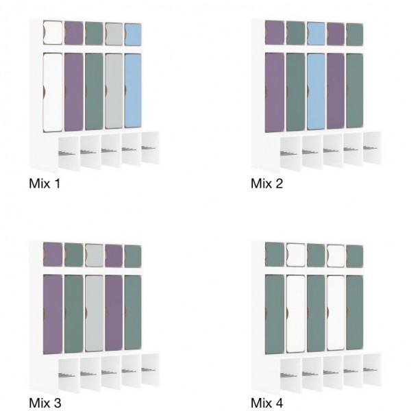 Szafka szkolna do szatni 5-osobowa z drzwiczkami góra/dół Blox Colours Mix, index SZT-5R-B-C-A