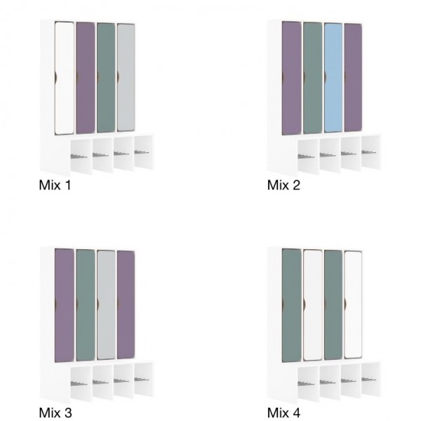 Szafka przedszkolna do szatni 3-osobowa z drzwiczkami pełnymi Blox Colours Mix, index SZT-3R-A-D-A