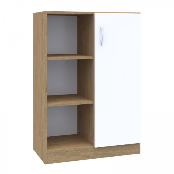 Jednodrzwiowa szafka biurowa na klucz Simple z półkami, 80x40x120,5 cm, index 80-3P-1F3