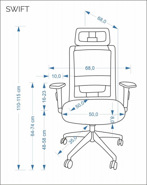 Ergonomiczny fotel biurowy z regulacjami Swift Halmar, zgodny z normą BHP