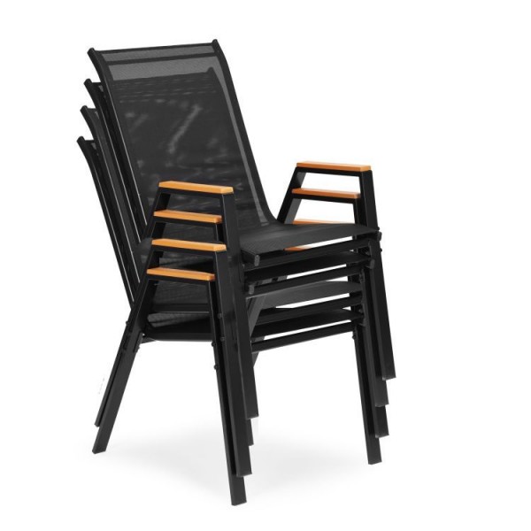 Zestaw 4 krzeseł ogrodowych Moderato 092, czarny textilene, sztaplowane