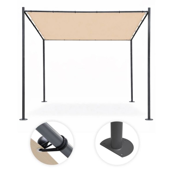 Pergola ogrodowa FG871 beżowa - zadaszenie tarasu 3x3 m