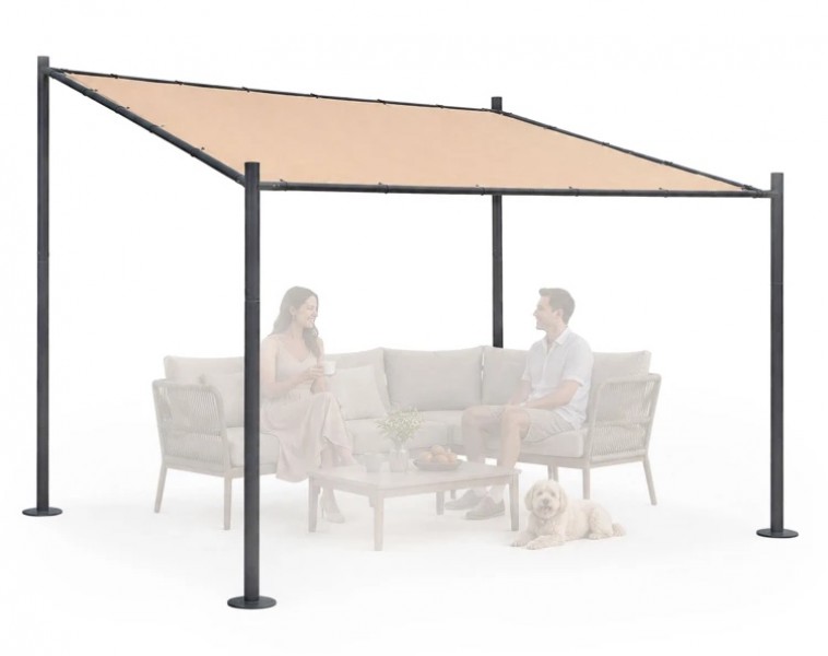 Pergola ogrodowa FG871 beżowa - zadaszenie tarasu 3x3 m