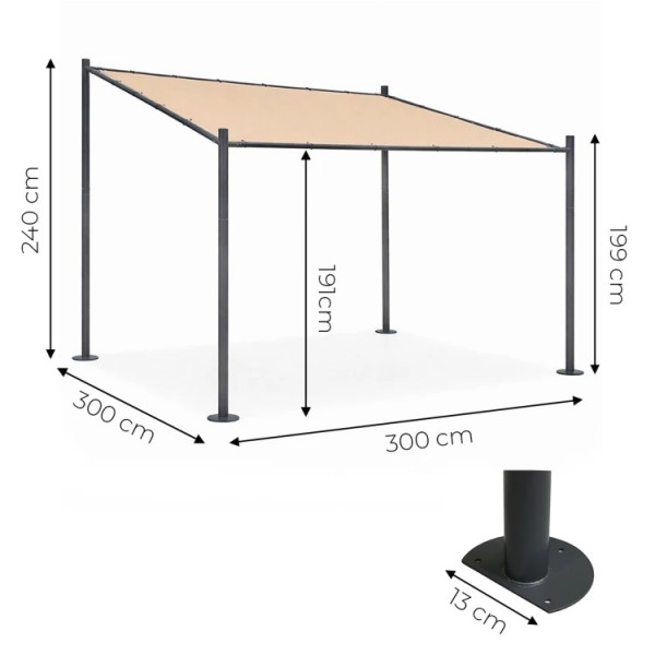 Pergola ogrodowa FG871 beżowa - zadaszenie tarasu 3x3 m