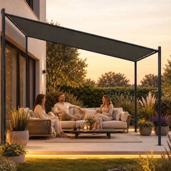 Pergola ogrodowa FG871 szara - zadaszenie tarasu 3x3 m
