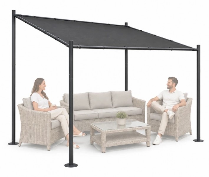Pergola ogrodowa FG871 szara - zadaszenie tarasu 3x3 m