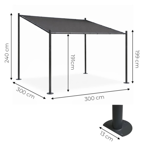 Pergola ogrodowa FG871 szara - zadaszenie tarasu 3x3 m
