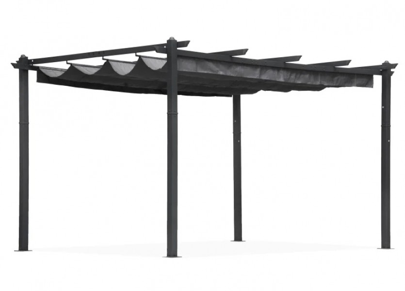 Pergola tarasowa FG632 szara 4x3 m z przesuwanym zadaszeniem