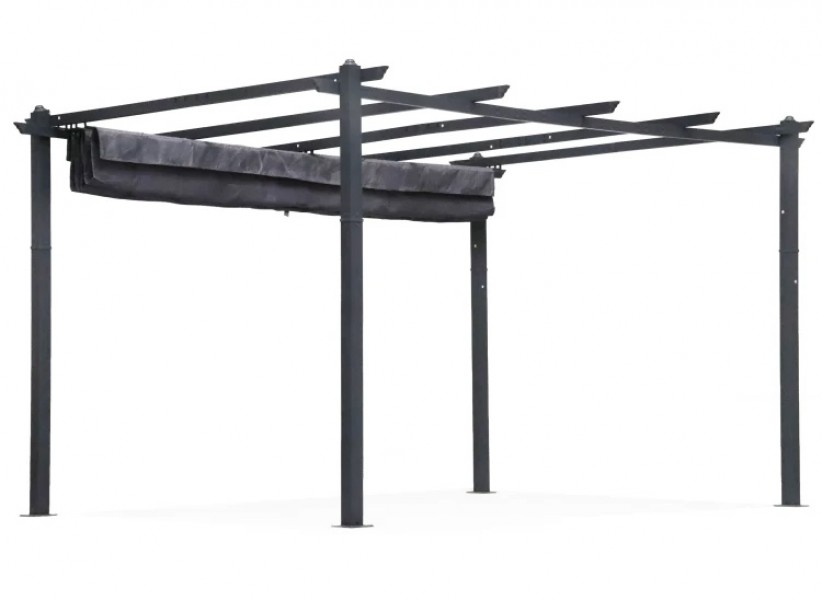 Pergola tarasowa FG632 szara 4x3 m z przesuwanym zadaszeniem