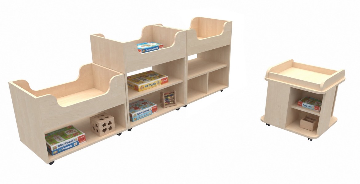 Szafki do dzielenia przestrzeni w żłobku i przedszkolu - zestaw Smart 01, kącik gier