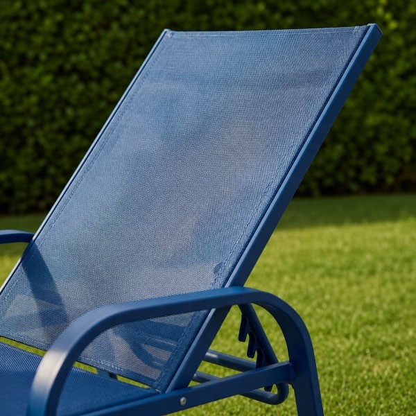 Leżak ogrodowy Summer regulowany, kolor niebieski
