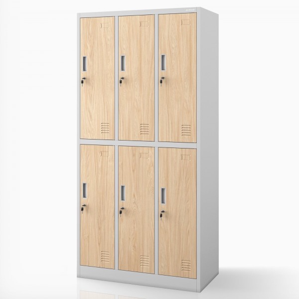 Szafa socjalna 6-drzwiowa Eco Design Igor, 90x45x185 cm, szary/dąb sonoma
