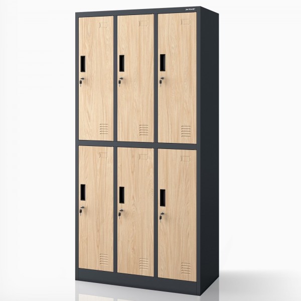 Szafa socjalna 6-drzwiowa Eco Design Igor, 90x45x185 cm, antracyt/dąb sonoma
