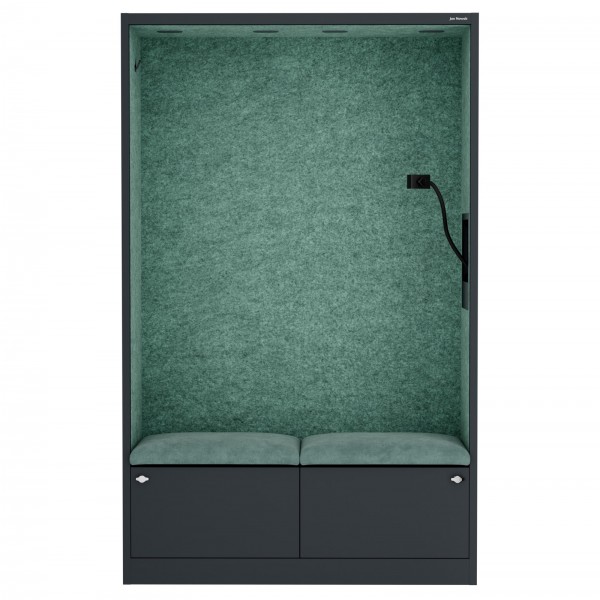 Szafa akustyczna do biura i szkoły Sally MentalBox, 115 x 40 x 185 cm, antracyt/zielony
