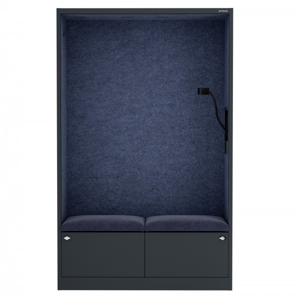 Szafa akustyczna do biura i szkoły Sally MentalBox, 115 x 40 x 185 cm, antracyt/granatowy