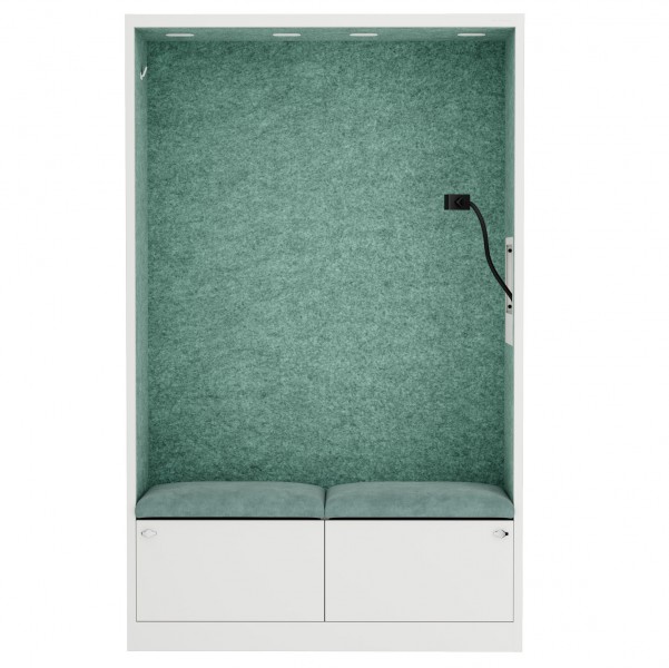 Szafa akustyczna do biura i szkoły Sally MentalBox, 115 x 40 x 185 cm, biały/zielony