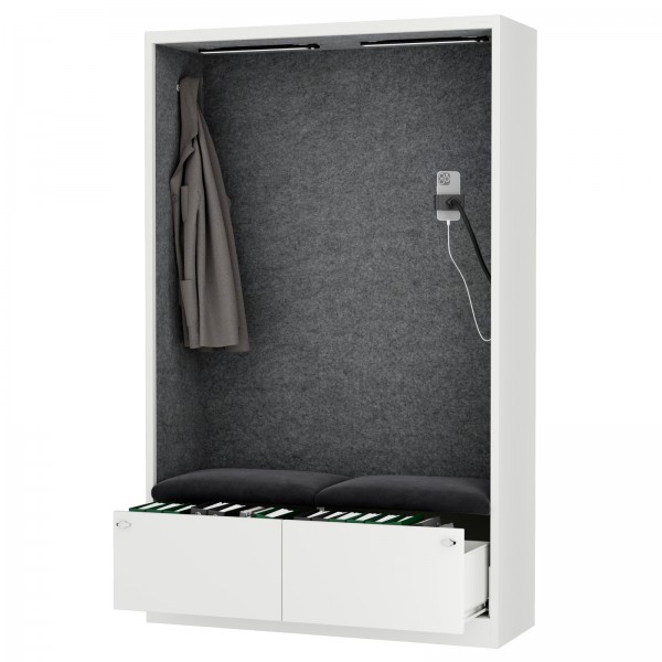Szafa akustyczna do biura i szkoły Sally MentalBox, 115 x 40 x 185 cm, biały/ciemnoszary