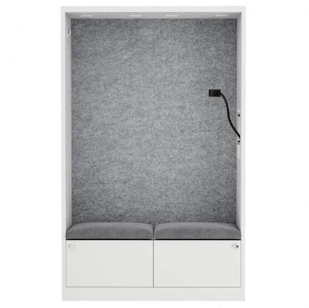 Szafa akustyczna do biura i szkoły Sally MentalBox, 115 x 40 x 185 cm, biały/szary