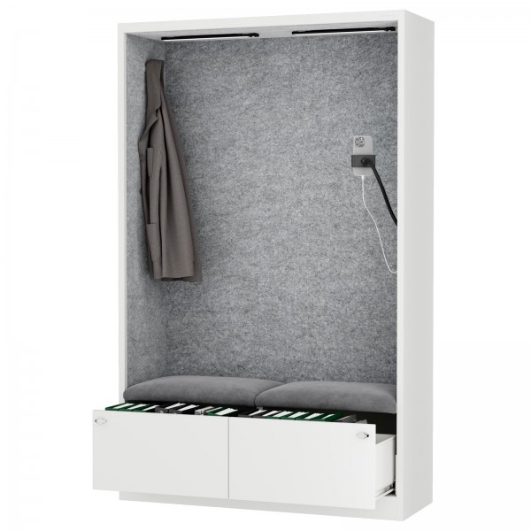 Szafa akustyczna do biura i szkoły Sally MentalBox, 115 x 40 x 185 cm, biały/szary