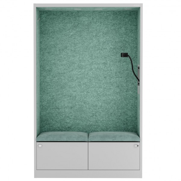 Szafa akustyczna do biura i szkoły Sally MentalBox, 115 x 40 x 185 cm, szary/zielony