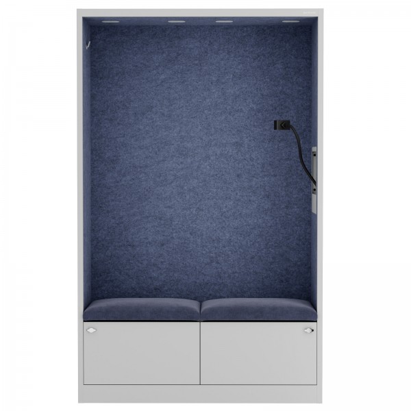 Szafa akustyczna do biura i szkoły Sally MentalBox, 115 x 40 x 185 cm, szary/granatowy