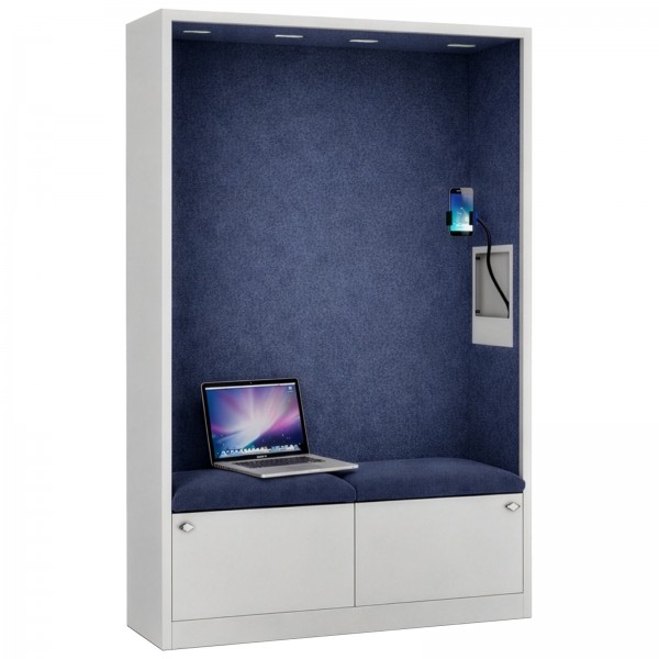 Szafa akustyczna do biura i szkoły Sally MentalBox, 115 x 40 x 185 cm, szary/granatowy