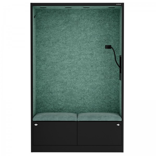 Szafa akustyczna do biura i szkoły Sally MentalBox, 115 x 40 x 185 cm, czarny/zielony