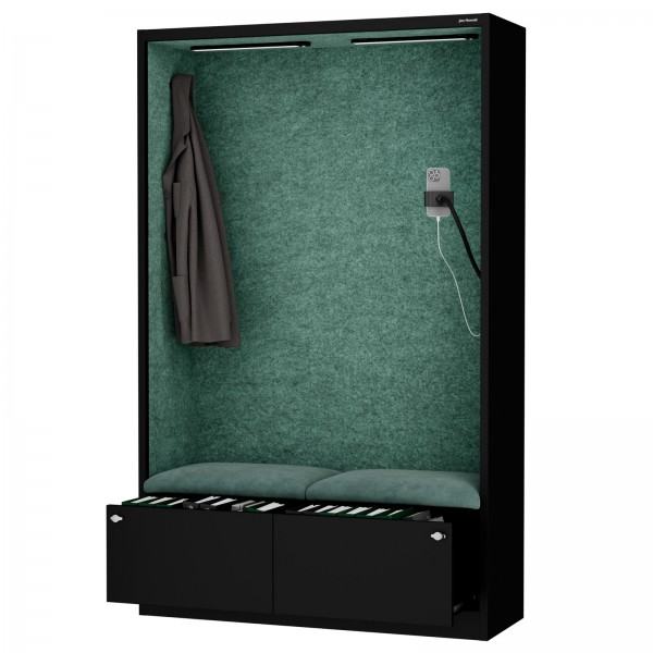 Szafa akustyczna do biura i szkoły Sally MentalBox, 115 x 40 x 185 cm, czarny/zielony