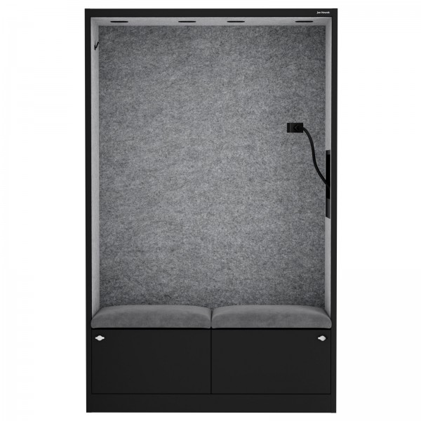 Szafa akustyczna do biura i szkoły Sally MentalBox, 115 x 40 x 185 cm, czarny/szary